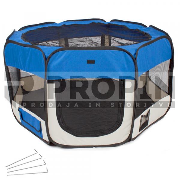 Prenosna pasja ograda 115x115x64cm Modra